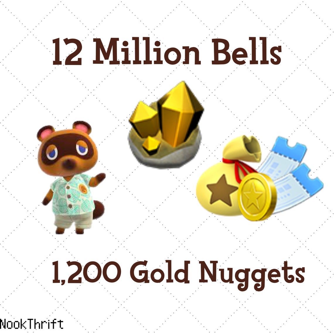 Animal Crossing 12 Million Bells Gold Nuggets Etsy