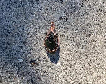 Moldavite Wire Wrapped Pendant | Raw Natural Moldavite | Stone of Transformation