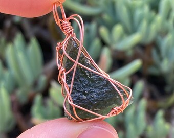 Moldavite Wire Wrapped Pendant | Raw Natural Moldavite | Stone of Transformation