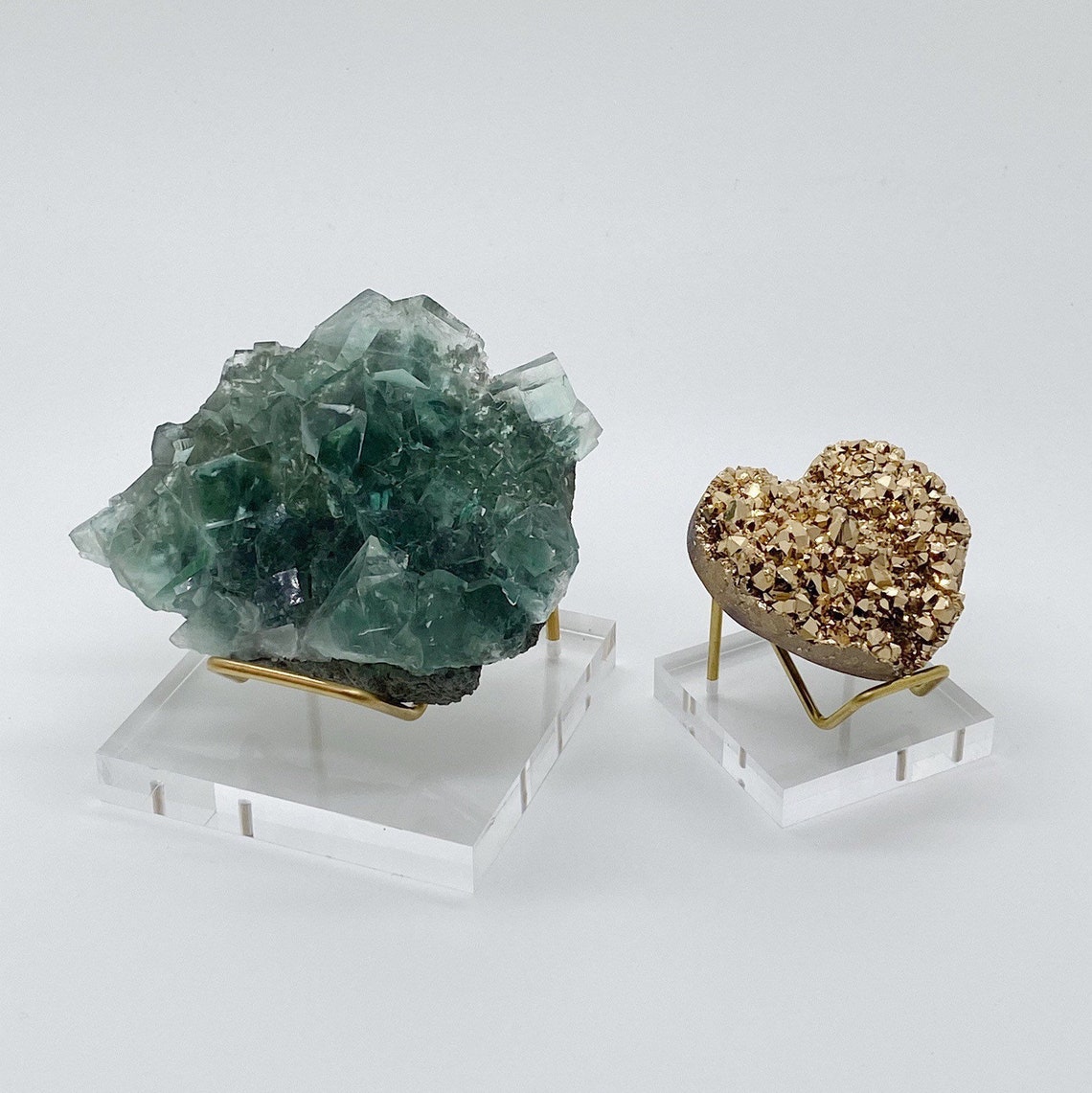 Display Stand For Crystals,Rock Display Stand Brass | Display Stand With Wooden Base For Fossils, Geode, Agate, Strange Stones Holder