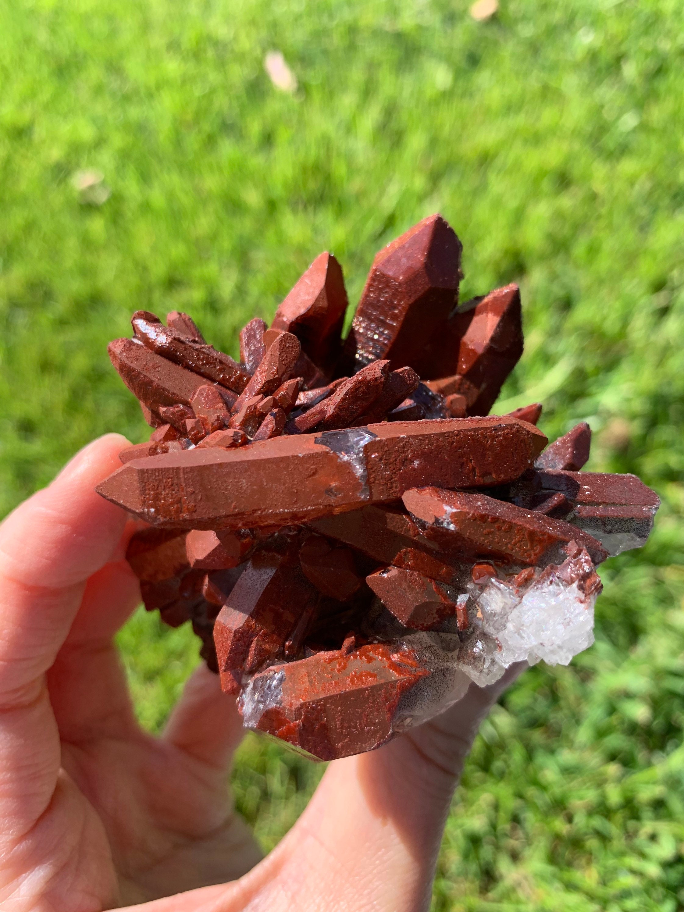 Roter Ton Inklusion Quarz Kristall Cluster / rot Hämatit Quarz | Etsy