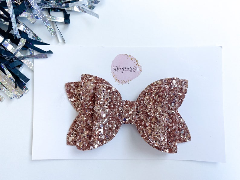 Rose gold bow glitter bow