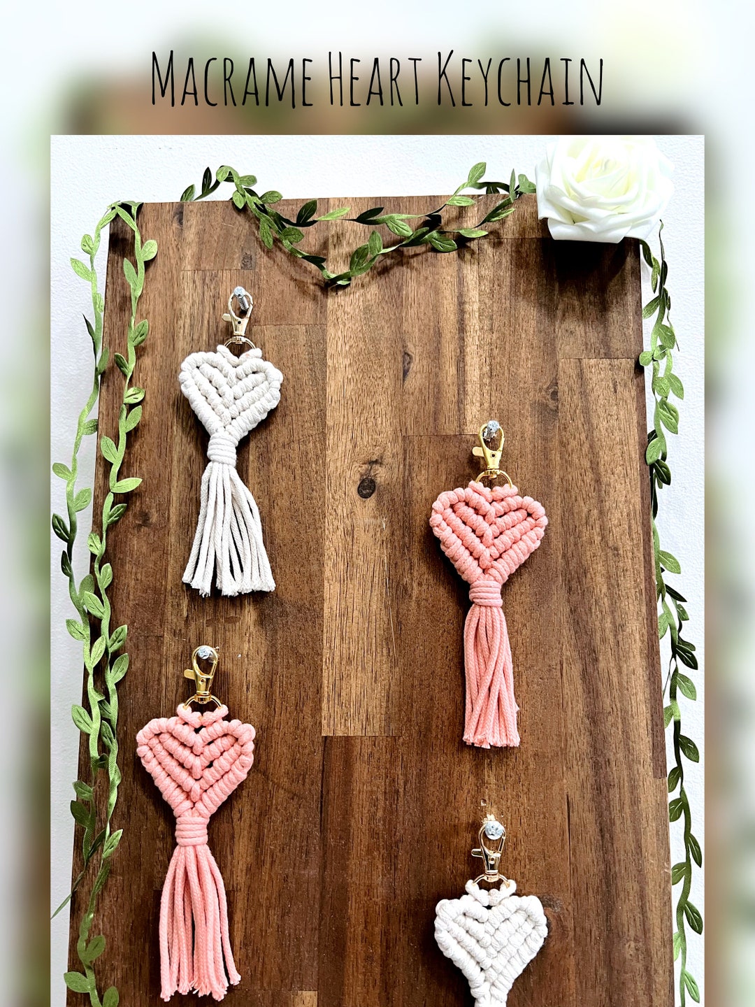 Macrame Heart Keychain Macrame Heart Love Keychain Gift Etsy