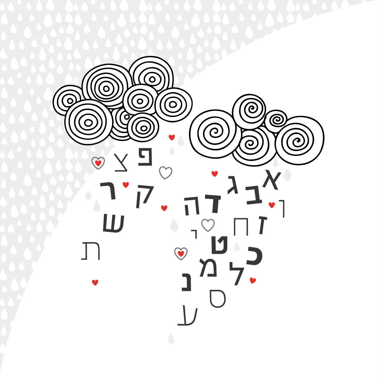 Hebrew Letter Alphabeth Chart Jewish Baby Gift Hebrew Etsy