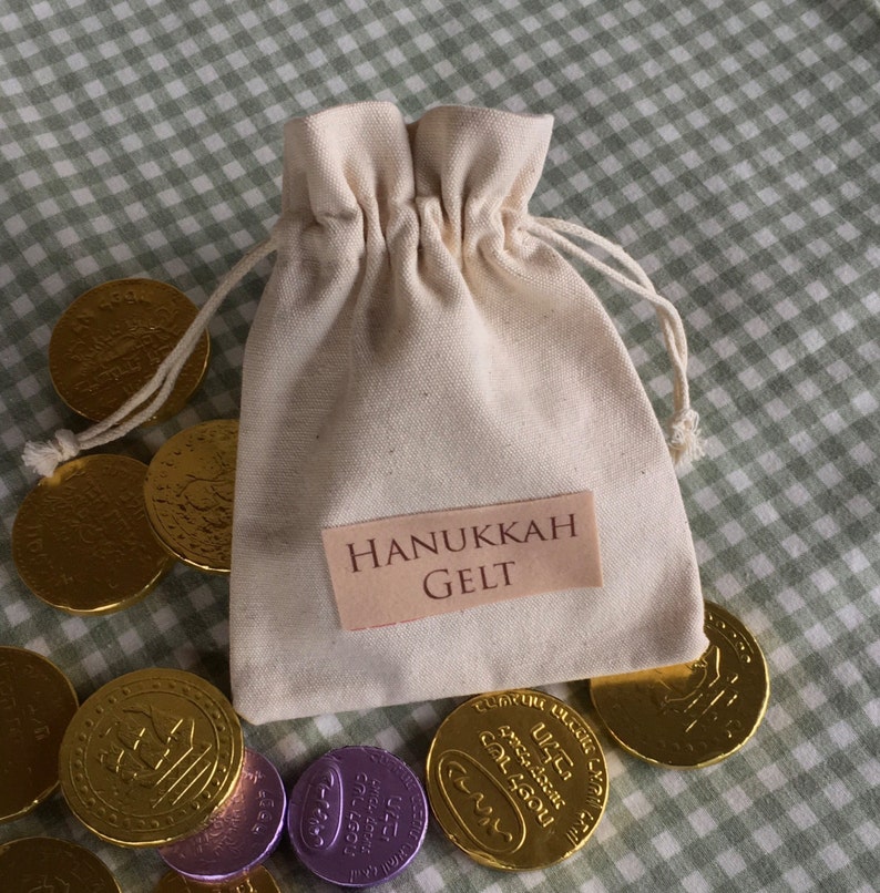 Jewish Holidays gift Hanukka gelt bag small cotton Hanukka Etsy