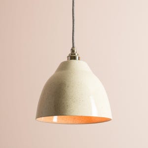 Speckled Cream Gloss Element Pendant Light in Ceramic and Brass/Nickel