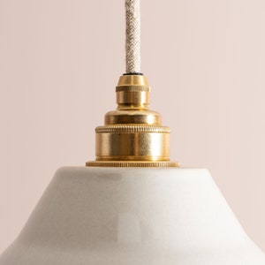 Blue and White Element Pendant Light in Ceramic and Brass image 4