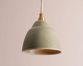 Small Green Element Pendant Light in Ceramic and Brass/Nickel