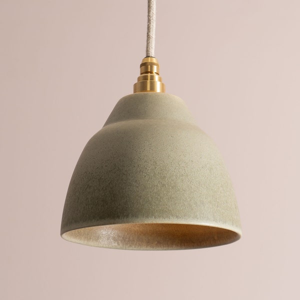 Small Green Element Pendant Light in Ceramic and Brass/Nickel