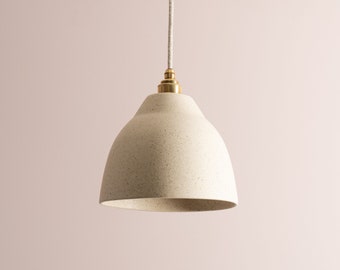 Speckled Cream Matt Element Pendant Light in Ceramic and Brass/Nickel