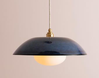 Blue Dusk Ceramic Lamp Shade and Pendant Set
