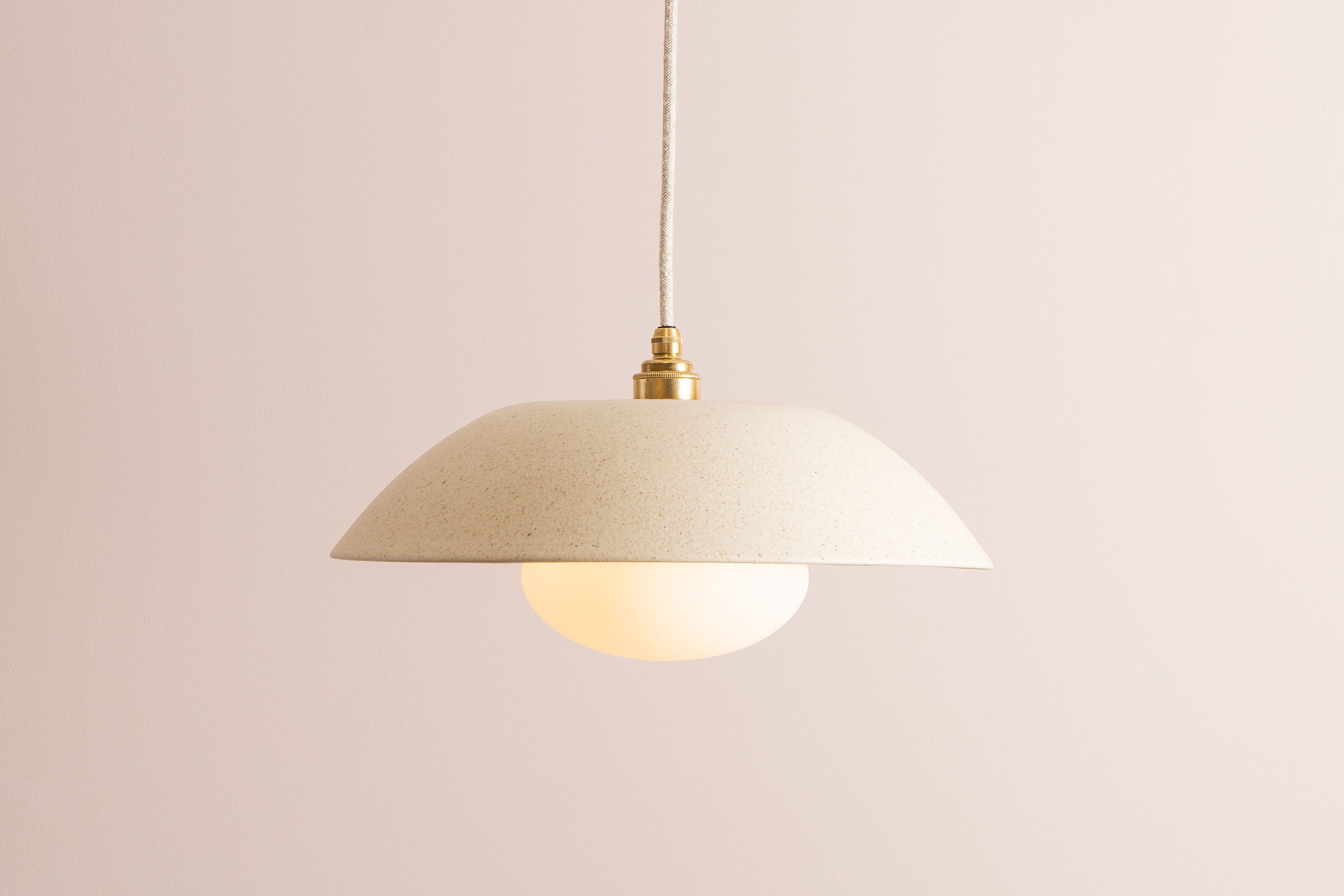 Speckled Cream Matt Dusk Ceramic Lamp Shade and Pendant Set
