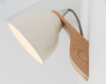 Speckled Cream Element Wall Light in Ceramic and Oak