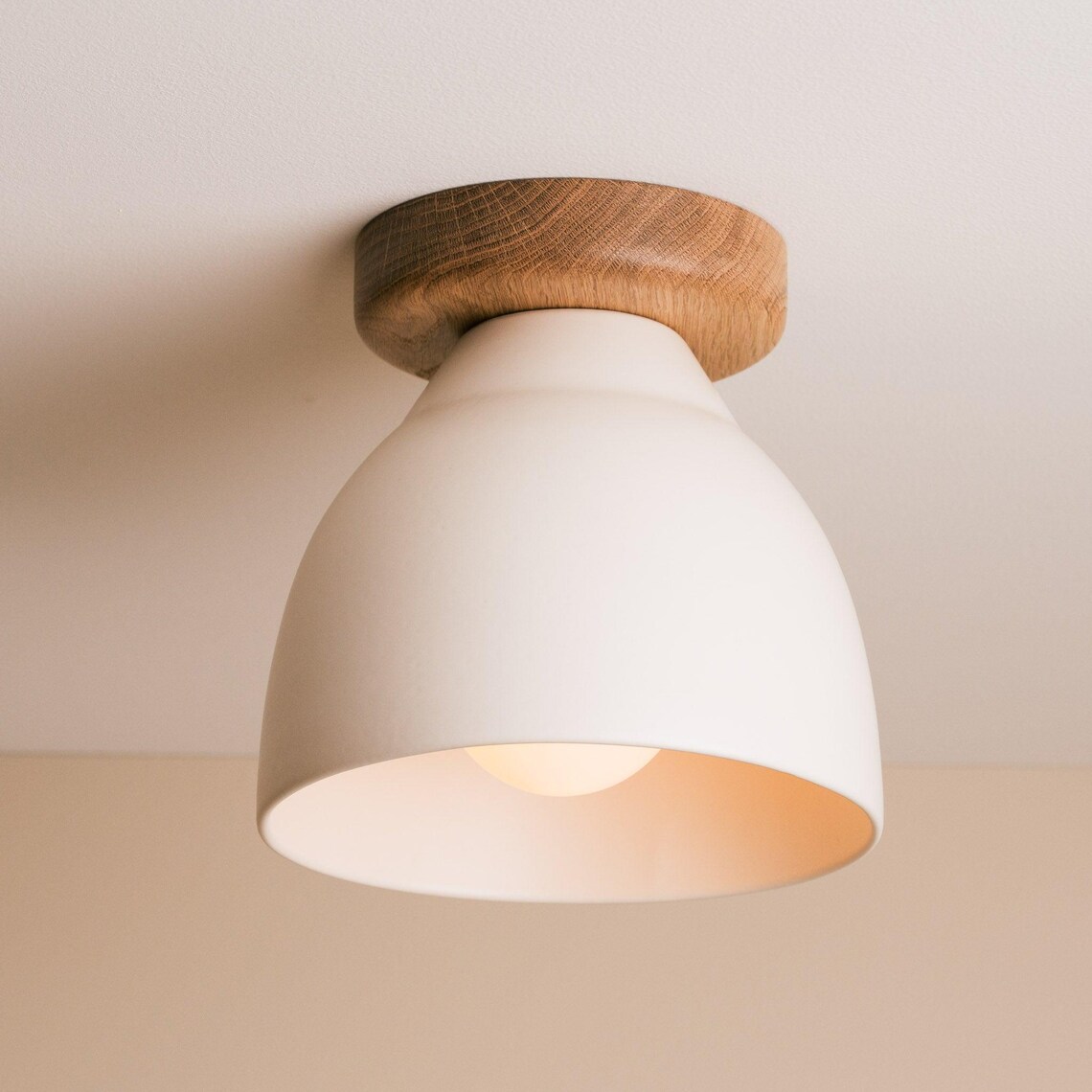 White Element Flush Mount Ceiling Light In Ceramic And Oak Etsy white-element-flush-mount-ceiling-light-in-ceramic-and-oak-etsy