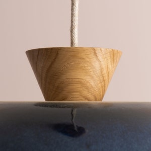 Blue Dawn Pendant Light in Ceramic and Oak image 6