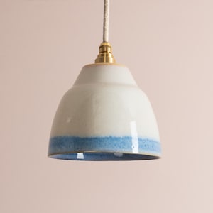 Small Blue and White Element Pendant Light in Ceramic and Brass/Nickel