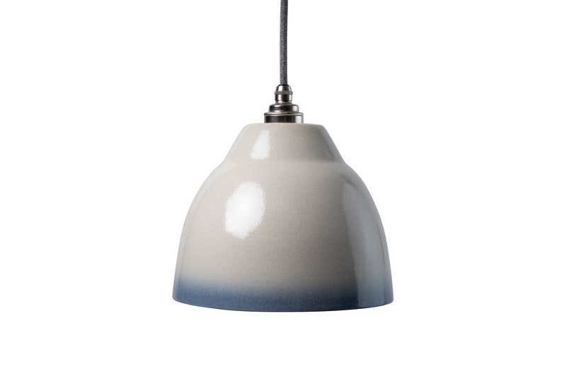 Blue and White Element Pendant Light in Ceramic and Brass image 5