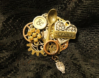 Hanging Owl Steampunk Pin