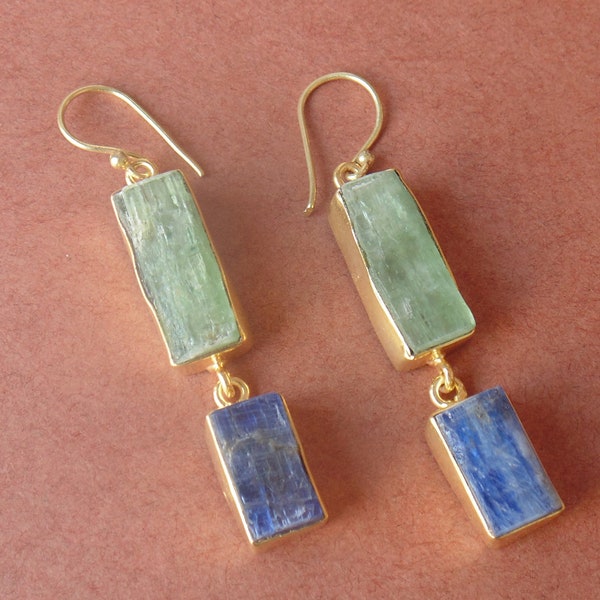Wholesale Gemstone Jewelry, Natural Green Kyanite Jewelry, Handmade Earrings, Semi-Precious Stone Earrings, Dangle Earrings