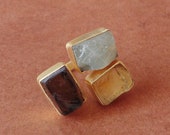 Family Birthstone Ring, Smoky Quartz Ring, Three Gemstone Ring, Aquamarine Ring, Statement Ring, Chunky Fashion Ring, Daily Wear Jewelry