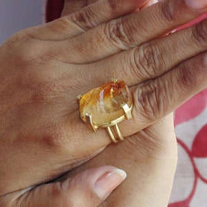 Natural Citrine Ring, Rough Stone Ring, November Birthstone Ring, Handmade Ring, Prong Set Ring, Everyday Wear Ring, Unique Gift For Women