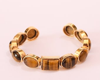 Handmade Tiger Eye Gemstone Cuff Bracelet