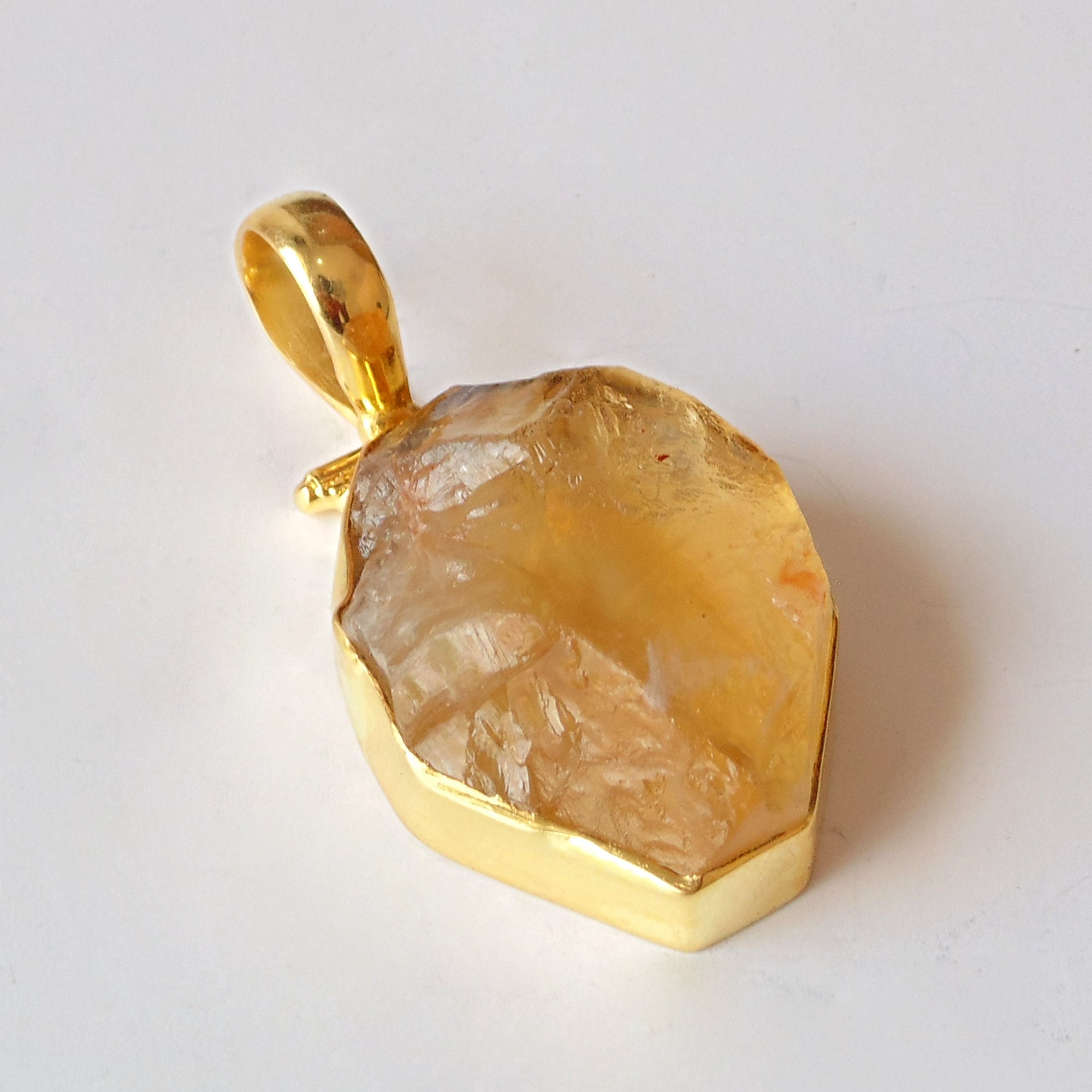Handmade Pendant Raw Citrine Pendant 