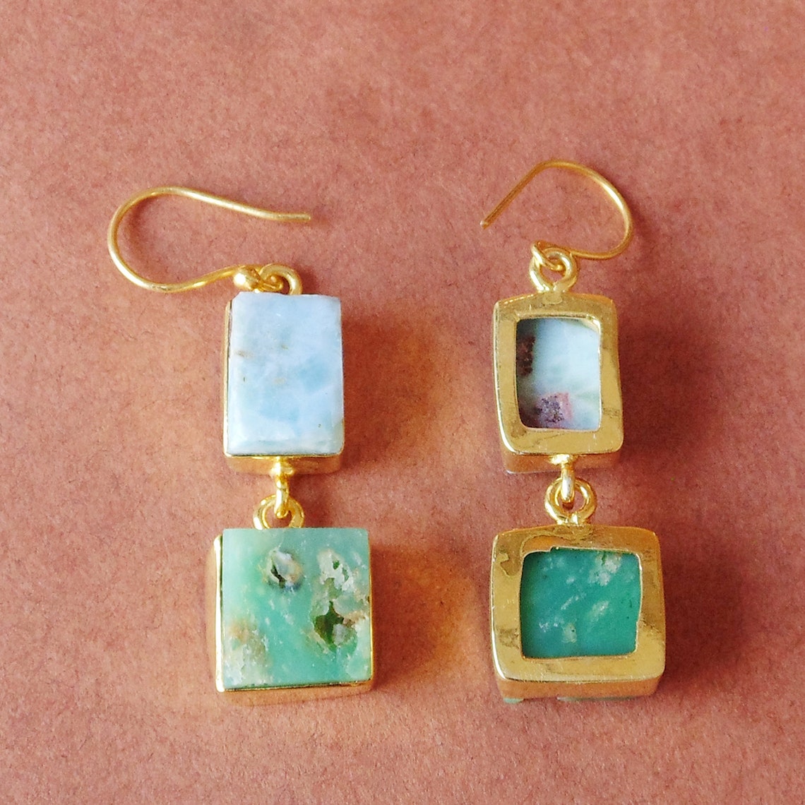 Handcrafted Earrings Chrysoprase Earrings Gold Vermeil Etsy UK