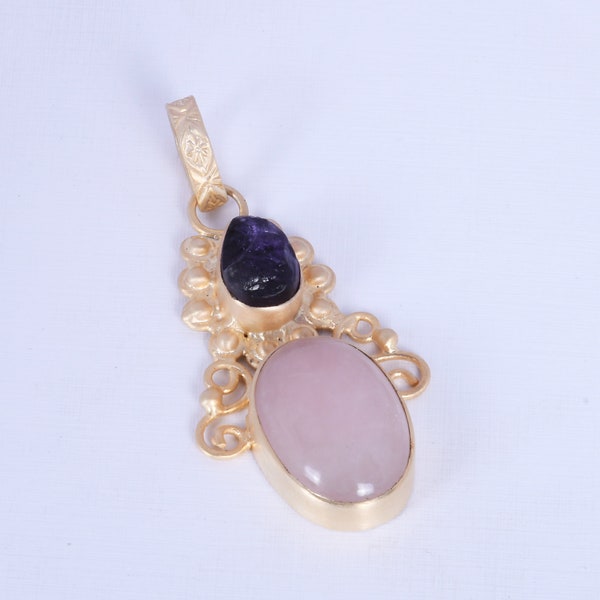 Jewelry Manufacturers Wholesale Customized Design Jewellery, Natural Stone Pendant, Raw Amethyst Pendant, Rose Quartz Pendant, Boho Pendant