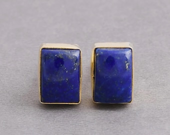 Natural Lapis Lazuli Cufflinks, 18K Yellow Gold Plated Cufflinks, Men&#39;s Cufflinks, Elegant Cufflinks, Wedding Cufflinks, Gift For Groom