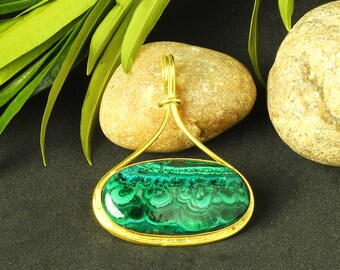 Natural Azurite Malachite Pendant, Large Gemstone Pendant, Oval Cabochon Pendant, Crystal Healing Pendant, Amazing Statement Pendant
