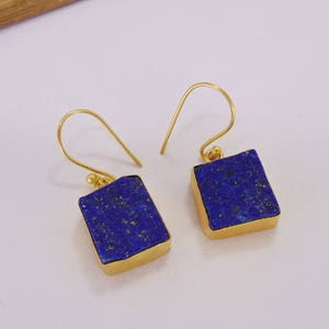 Handmade Earrings, Lapis Lazuli Earrings, September Birthstone Earrings, Gold Plated Earrings, Drop Dangle Earrings, Wedding Gift Jewelry