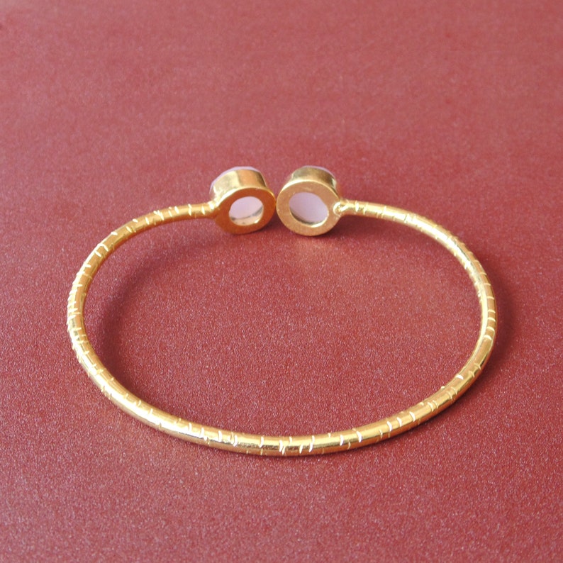 Hammered Bangle Rose Quartz Bangle Stackable Bangle Round Etsy