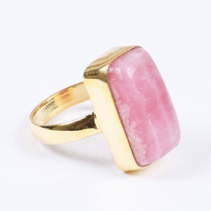 Handcrafted Ring, Natural Pink Rhodochrosite Ring, Bezel Set Ring, Large Gemstone Ring, Powerful Stone Ring, Statement Ring For Women