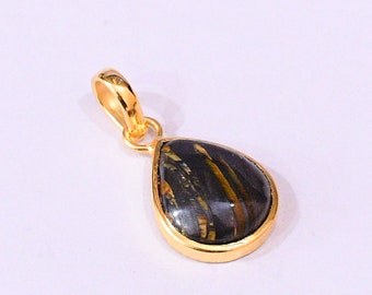 Natural Black Tiger Eye Pendant, Teardrop Pendant, Fashion Jewellery, Jewelry Gift For Her