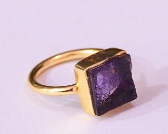 Artisan Handmade Purple Amethyst February Birthstone Stackable Ring