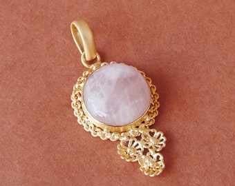 Natural Rose Quartz Pendant, Dainty Stone Pendant, Heart Chakra Pendant, Unique Pendant, Handmade Gemstone Jewelry