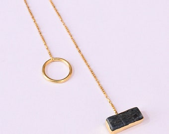 18K Gold Plated Natural Blue Kyanite Gemstone Necklace, Rough Stone Necklace, Valentine Necklace, Custom Necklace