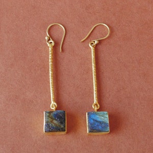 Handcrafted Natural Raw Labradorite Gemstone Earrings Wholesale