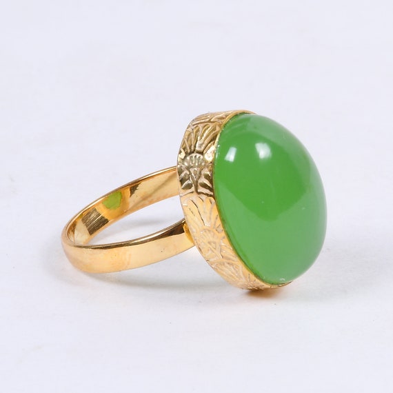Certified natural light green ice A agate Chalcedony ring adjustable lucky  ring2 | eBay