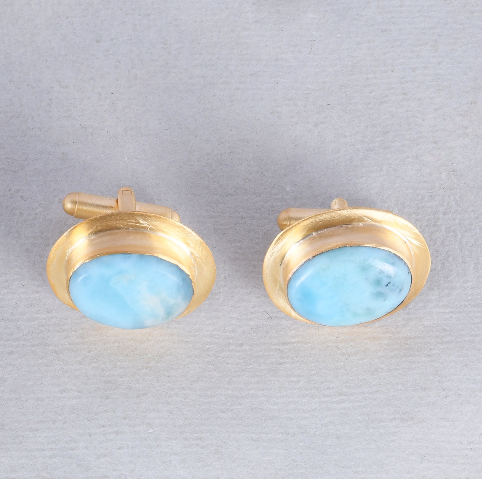 Unique Cufflinks Larimar Gemstone Cufflinks Birthstone | Etsy