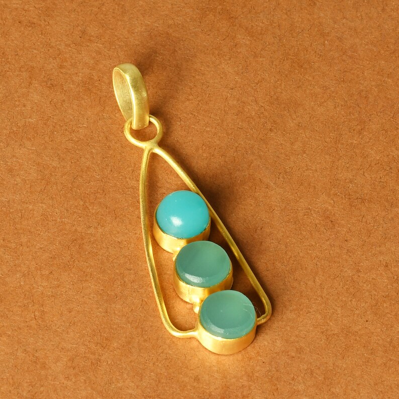 Metalsmith Pendant Gold Vermeil Pendant Natural Stone Pendant Women Pendant Gift For Wedding Blue Chalcedony Pendant Chain Pendant