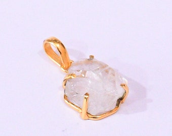 Joyería de moda con diamante Herkimer en bruto y piedra natal de abril, colgante con garras de cristal curativo en bruto.