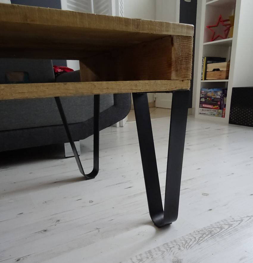 4 Pieds Acier Cintré Table Basse Style Industriel