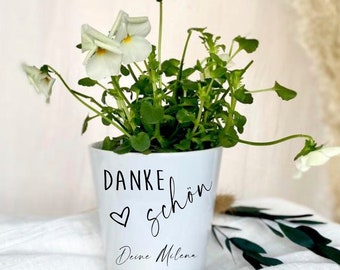 Personalisierter „Kleines Dankeschön" Blumentopf mit Namen als Geschenk für Sie, Frauen, Mama, Oma, Tochter, Kollegin, Lehrerin, Erzieherin