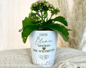 Gift personalized flower pot with desired text Gift idea for women Thank you Birthday Farewell gift Pension Retirement Thank you