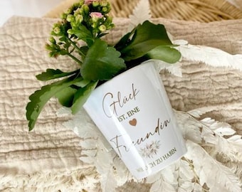 Personalized flower pot “Lucky Girlfriend” gift idea for women as a thank you for her birthday, Christmas, friendship, best friends