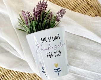 Flowerpot "Little Thank You" Gift Personal Gift Idea Attention for Her, Wife, Mom, Grandma, Daughter, Colleague, Girlfriend