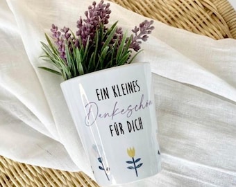 Blumentopf „Kleines Dankeschön" Geschenk persönliche Geschenkidee Aufmerksamkeit für Sie, Frau, Mama, Oma, Tochter, Kollegin, Freundin