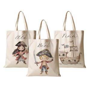 Personalisierter Stoffbeutel Kinder Pirat Sportbeutel Turnbeutel Jutebeutel Jutetasche Name Beutel für Wechselwäsche Manufaktur Liebevoll
